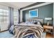 Sun-filled bedroom featuring a cozy bed, stylish decor, and a large window at 925 N Lincoln St # 8E-S, Denver, CO 80203