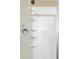 Clean shower stall featuring built-in shelving and a simple, functional design at 806 S Jersey St, Denver, CO 80224
