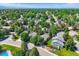 Aerial view showcasing a neighborhood with mature trees, well-kept lawns, and charming houses at 8845 W 81St Dr, Arvada, CO 80005