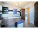 Home office with built-in storage, a large desk, and modern design at 19647 Guildford Ct, Monument, CO 80132