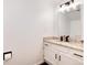 Stylish bathroom featuring a granite countertop and modern black hardware at 1825 S Pitkin Cir # 10, Aurora, CO 80017