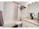 Clean bathroom with shower-tub and granite vanity at 1825 S Pitkin Cir # 10, Aurora, CO 80017