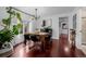 Bright dining room with modern lighting, hardwood floors, and a large houseplant at 3929 Shoshone St, Denver, CO 80211