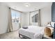 Cozy bedroom with two large windows, white walls, and neutral carpet at 2598 Knobbie Cir, Castle Rock, CO 80109