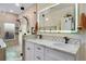 Modern bathroom with a large walk-in shower and double vanity at 2431 N Ogden St, Denver, CO 80205