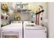Well-organized laundry room equipped with washer, dryer, and storage shelves at 1960 S Sherman St, Denver, CO 80210