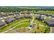 Scenic aerial shot of a neighborhood with green spaces and walking paths around modern homes at 25019 E Alder Dr, Aurora, CO 80016