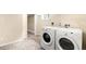 Well-lit laundry room with front-loading washer and dryer units at 3123 N Elizabeth St, Denver, CO 80205