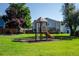 A colorful playground sits on a well-maintained grassy area, offering a fun and safe place for children to play at 7933 Chase Cir # 182, Arvada, CO 80003