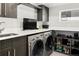 Modern laundry room boasts stainless steel appliances, white countertop, and built-in storage at 3453 Navajo St, Denver, CO 80211