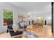 Bright and airy living room featuring hardwood floors, a fireplace, and stylish seating at 360 S Ogden St, Denver, CO 80209