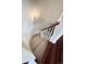 Carpeted staircase with white railing, hardwood flooring, and decorative sconce at 6772 Vista Lodge Loop, Castle Pines, CO 80108