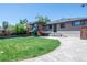 Private backyard featuring mature trees, a playset, and a cozy patio area at 380 S Jersey St, Denver, CO 80224