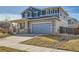 Charming two-story home featuring stone accents, a covered porch, and an attached two-car garage at 15786 Randolph Pl, Denver, CO 80239