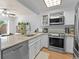 Bright kitchen featuring stainless steel oven, microwave and granite countertops at 2092 S Helena St # C, Aurora, CO 80013