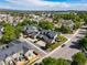 Aerial view of townhomes in a suburban neighborhood with mature trees and well-maintained streets at 4825 S Ammons St # 102, Littleton, CO 80123