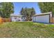 Backyard with a grass lawn and detached garage, ideal for Gathering gatherings at 2625 S Linley Ct, Denver, CO 80219