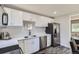 Modern kitchen with stainless steel appliances, white cabinetry, and stylish finishes at 2625 S Linley Ct, Denver, CO 80219