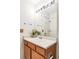 Bathroom vanity features a sink, faucet, wood cabinetry, and a large mirror for a bright, functional space at 633 W 114Th Way, Northglenn, CO 80234