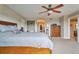 Comfortable main bedroom with a ceiling fan, closet access, and a cozy bed at 10695 Wynspire Rd, Highlands Ranch, CO 80130