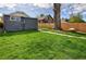 Spacious backyard features a grass area, a paved walkway, wooden fence, and a large tree at 3731 N Race St, Denver, CO 80205