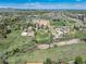 Wide aerial view of a neighborhood with large lots, green spaces, and scattered trees at 10220 W Montgomery Ave, Littleton, CO 80127