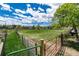 Large, fenced backyard with a well-maintained pasture and a view of the surrounding landscape at 10220 W Montgomery Ave, Littleton, CO 80127