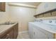 Laundry room with modern appliances, sink, countertop, and shelf for efficient laundry management at 2539 N York St, Denver, CO 80205