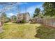 Expansive backyard featuring a well-maintained lawn, mature trees, and a wooden fence for added privacy at 9411 La Quinta Way, Lone Tree, CO 80124