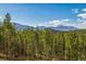 Expansive view of mountains and towering pine trees under a bright blue sky with scattered clouds at 242 Point View Pl, Breckenridge, CO 80424