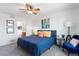 Inviting bedroom with plush bed, ensuite bathroom access, and a ceiling fan at 22044 E Jamison Pl, Aurora, CO 80016