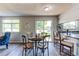 Open floorplan with breakfast nook, stainless appliances, counter seating and laminate floors at 8538 W Glasgow Pl, Littleton, CO 80128