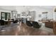 Open-concept living room featuring stylish furnishings and hardwood floors at 7123 S Hudson Cir, Centennial, CO 80122