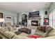 Comfortable living room with a fireplace, a large screen TV, and pinball machines at 73 Falcon Hills Dr, Highlands Ranch, CO 80126