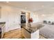 Spacious kitchen featuring a large island, stainless steel fridge, and ample lighting at 18241 E 47Th Dr, Denver, CO 80249
