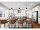 Modern kitchen with a large island, stainless steel appliances, and sleek white cabinetry at 5088 S Quail St, Littleton, CO 80127