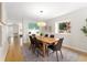 Inviting dining room with hardwood floors, a modern light fixture, and a large window at 1034 S Williams St, Denver, CO 80209