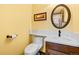 Powder room with single sink vanity and marble-look countertops at 3151 E 134Th Cir, Thornton, CO 80241