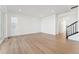 Minimalist living room showcasing hardwood floors, ample natural light, and contemporary design elements at 8950 Whiteclover St, Littleton, CO 80125