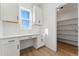 Stylish office space with built-in desk, modern cabinetry, and a bright, airy atmosphere at 8950 Whiteclover St, Littleton, CO 80125
