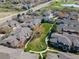Aerial view of a residential community with green spaces, street and a pond at 3000 E 112 Ave # 102, Northglenn, CO 80233