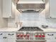 Stainless steel range with red knobs and marble countertop at 9562 Silent Hills Ln, Lone Tree, CO 80124