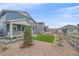 Backyard showcasing lawn area and rock landscaping, fenced for privacy in a Gathering-friendly neighborhood at 8268 Mt Harvard Rd, Littleton, CO 80125
