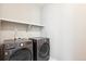 Laundry room featuring modern washer and dryer units and a shelf at 10557 Eby Cir, Lone Tree, CO 80124