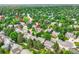Aerial view of a residential neighborhood showcasing well-maintained homes, mature trees, and community amenities at 5988 E Jamison Ln, Centennial, CO 80112