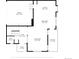 First floor plan featuring a kitchen, dining area, living room, and garage at 8353 Bijou Creek Ave, Littleton, CO 80125
