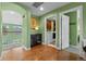 Upstairs hallway with laundry area and a view of the neighborhood at 5400 Heatherton Ln, Highlands Ranch, CO 80130