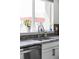 Stylish kitchen sink with granite countertops and a modern faucet with a view of the outside at 2023 S Upham Way, Denver, CO 80227