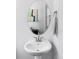 Powder room featuring a decorative mirror over a pedestal sink with modern fixtures at 2023 S Upham Way, Denver, CO 80227