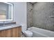 Modern bathroom with a tiled shower and soaking tub at 1821 N Grove St, Denver, CO 80204